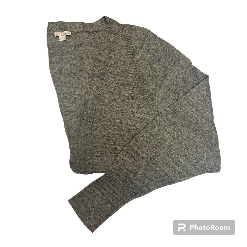 Gap Women's Sm Heather Gray Tan Open Front Dolman Sleeve Pocket Cardigan Sweater